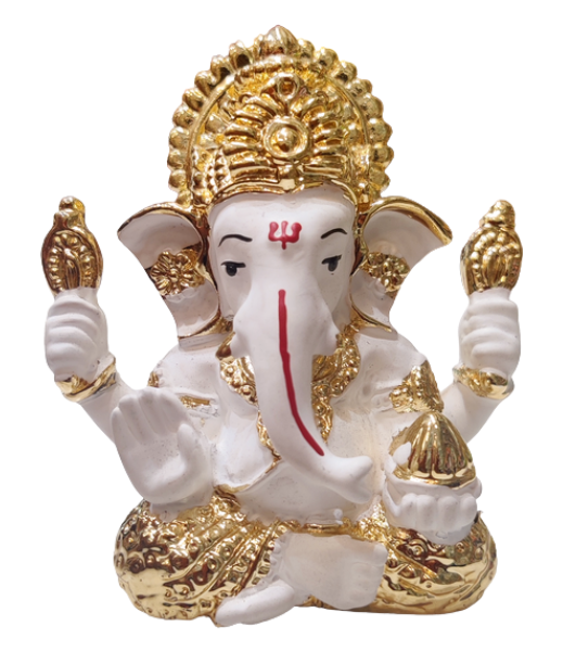 White Golden Plating Ganesha Murti